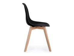 Juego de 4 sillas de polipropileno negro y patas de madera - SISTEMA