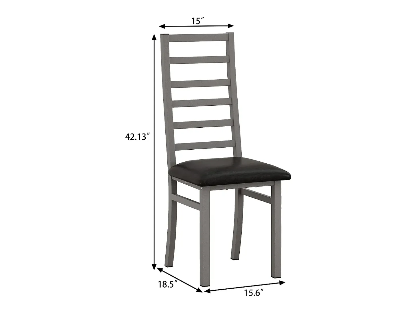 Juego de 2 sillas de PU gris con patas de metal y respaldo alto