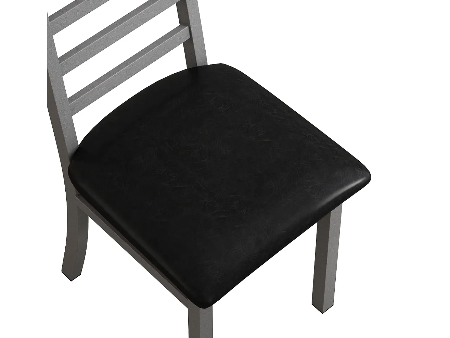 Juego de 2 sillas de PU gris con patas de metal y respaldo alto