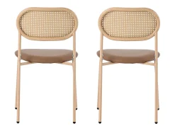 Juego de 2 sillas de ratán con asiento acolchado de PU, color marrón
