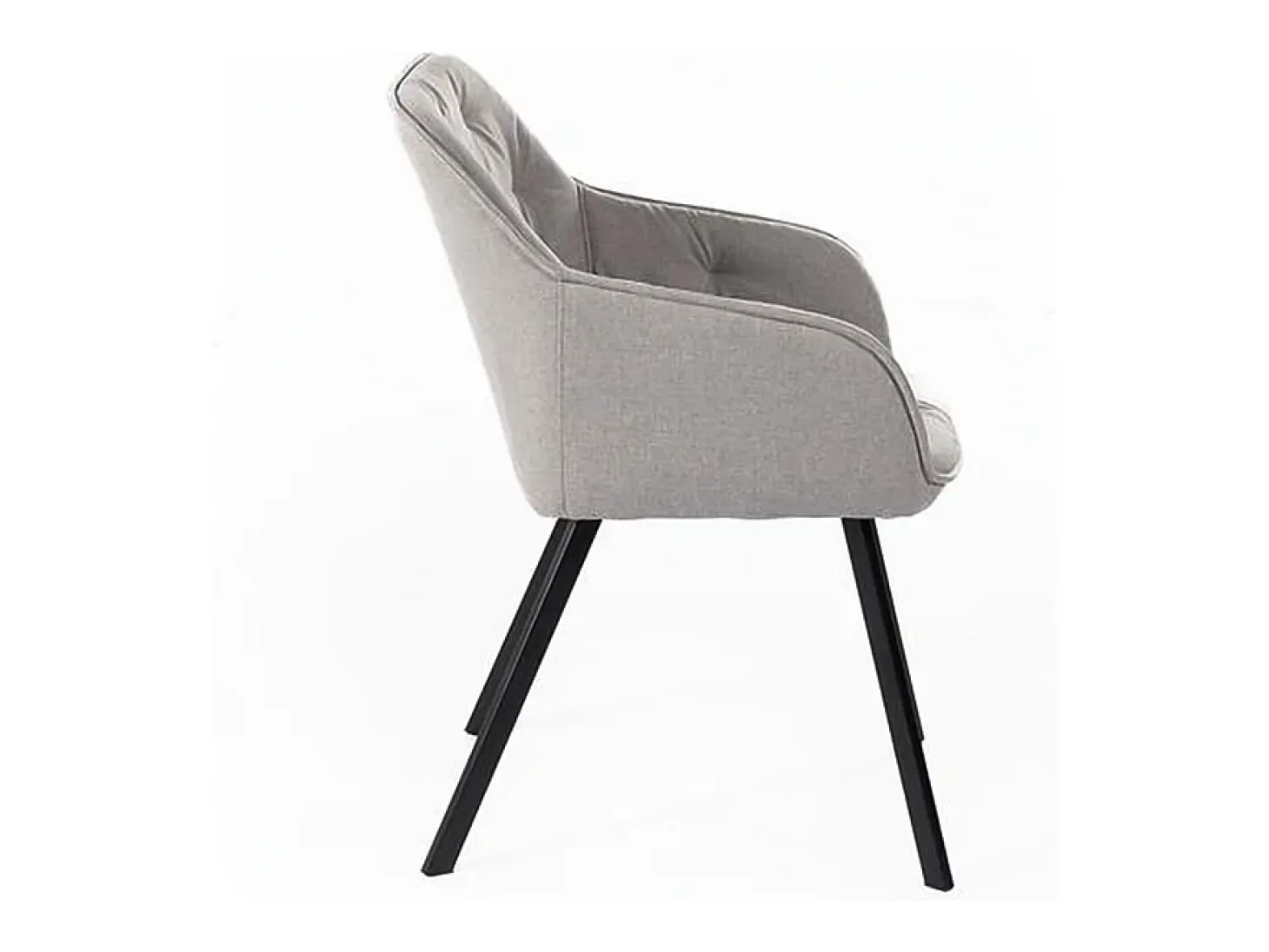 Juego de 4 sillas de salón "Dalia" tapizadas en tela gris claro con patas de metal pintado, 55x60 cm, 79h