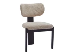 Juego de 2 sillas de tejido bouclé y madera de hevea - Gris topo y negro - WILANA