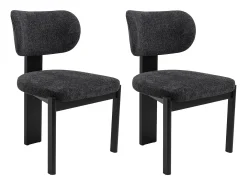 Juego de 2 sillas de tela bouclé y madera de hevea - Negro - WILANA