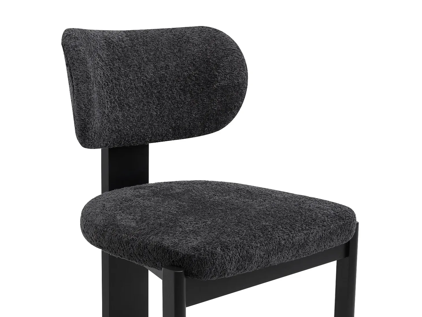 Juego de 2 sillas de tela bouclé y madera de hevea - Negro - WILANA