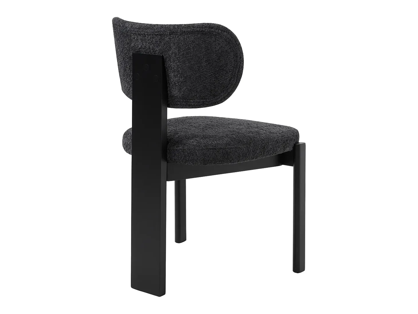 Juego de 2 sillas de tela bouclé y madera de hevea - Negro - WILANA