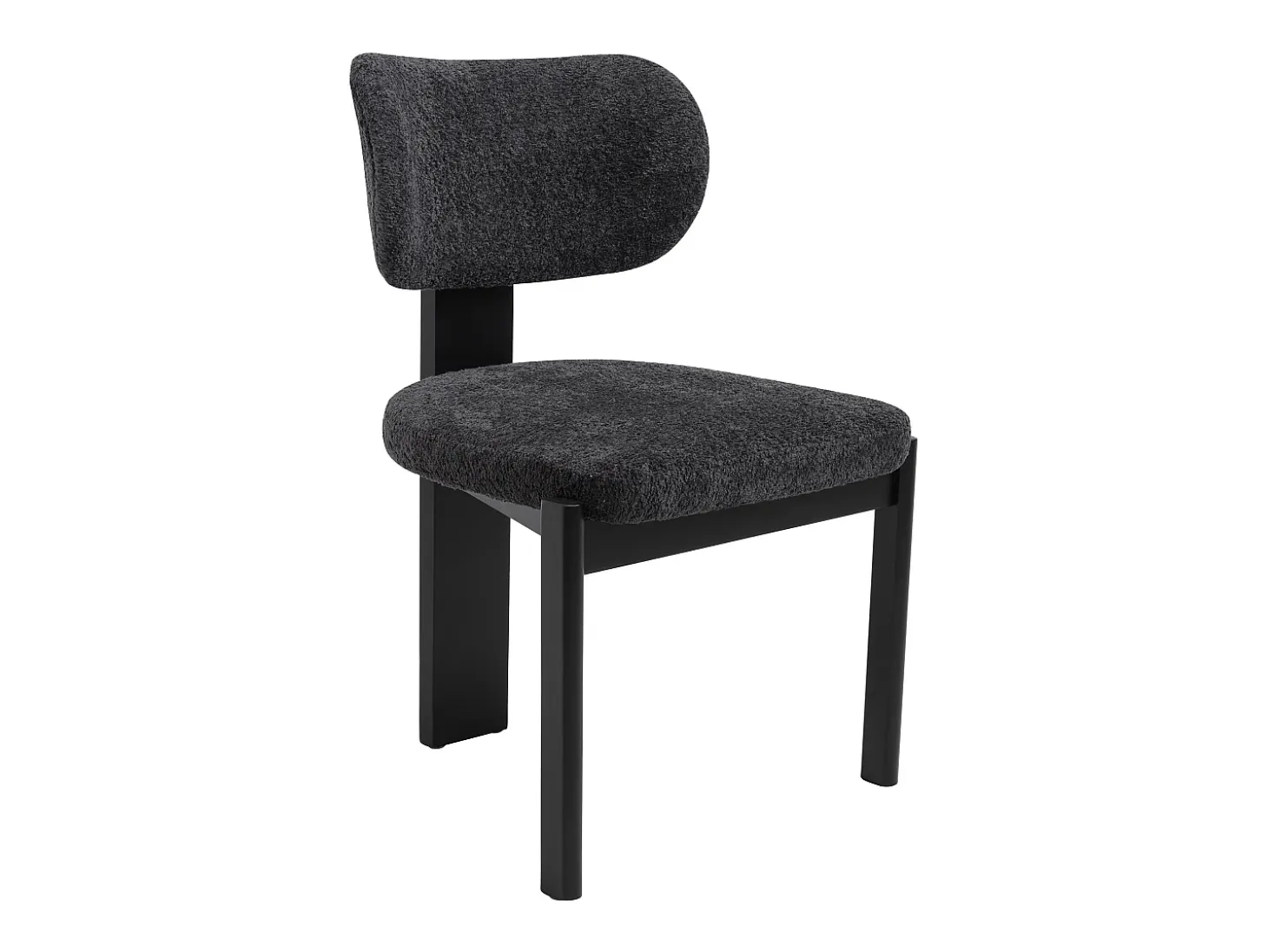 Juego de 2 sillas de tela bouclé y madera de hevea - Negro - WILANA