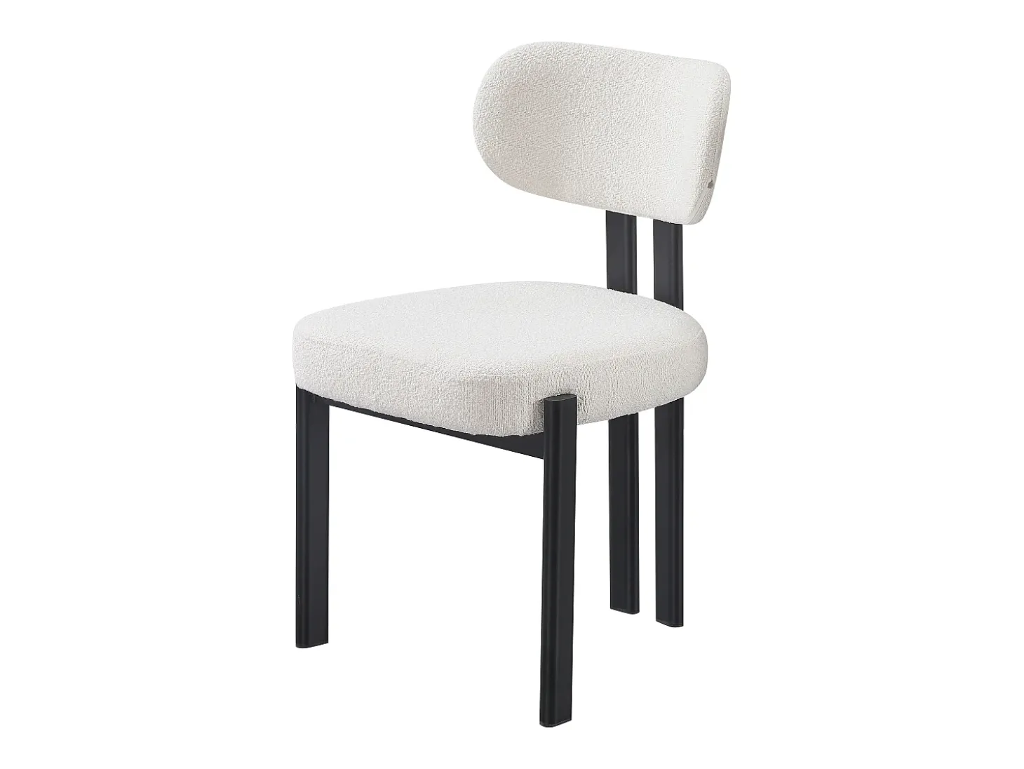 Juego de 2 sillas de tela bouclé y metal negro - Beige y negro - NOA