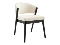 Juego de 6 sillas de tela bouclé y madera de hevea negro - Blanco - ZELVYN