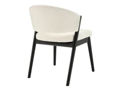 Juego de 6 sillas de tela bouclé y madera de hevea negro - Blanco - ZELVYN