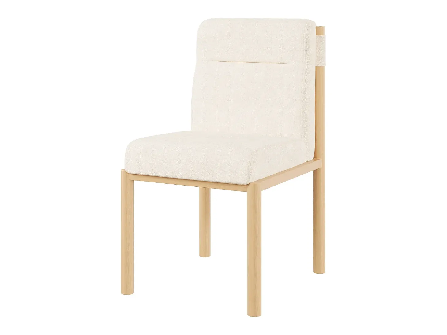 Juego de 2 sillas de tela sherpa beige - Asientos gruesos - Patas de madera