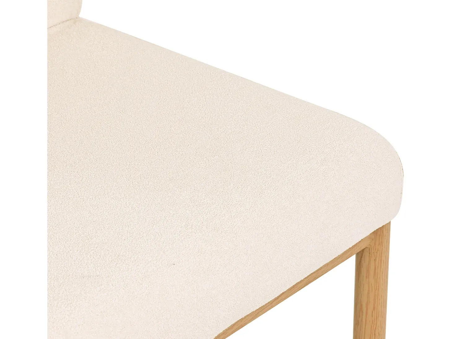 Juego de 2 sillas de tela sherpa beige - Asientos gruesos - Patas de madera