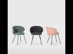 Juego de 2 sillas de tela con patas de metal negro 59x56 h77 cm