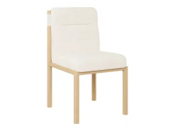 Juego de 6 sillas de tela sherpa beige - Asientos gruesos - Patas de madera