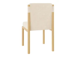 Juego de 6 sillas de tela sherpa beige - Asientos gruesos - Patas de madera