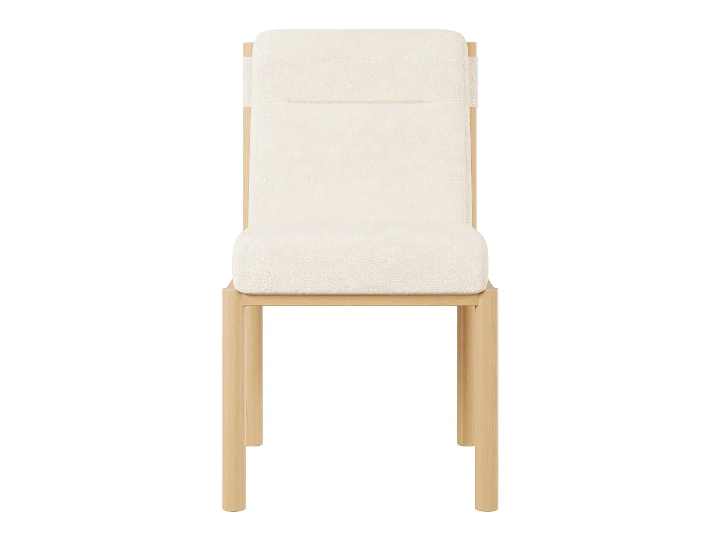 Juego de 6 sillas de tela sherpa beige - Asientos gruesos - Patas de madera
