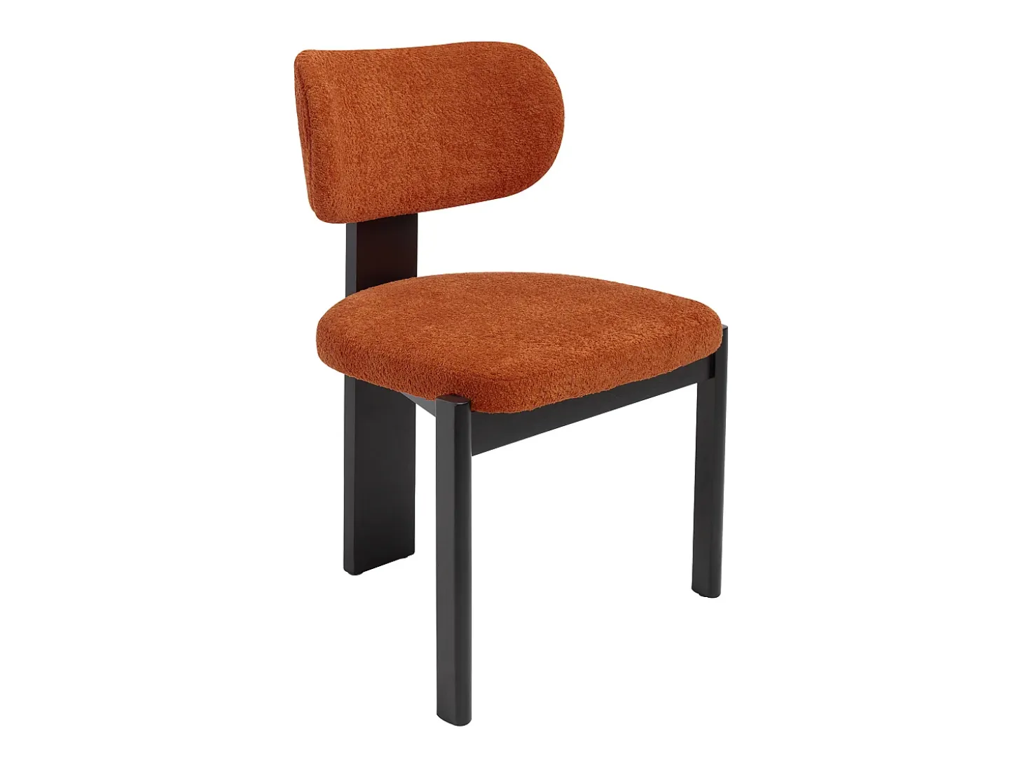 Juego de 2 sillas de tela bouclé y madera de hevea negra - Terracota - WILANA