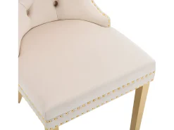 Juego de 2 sillas de terciopelo con patas de metal - Beige