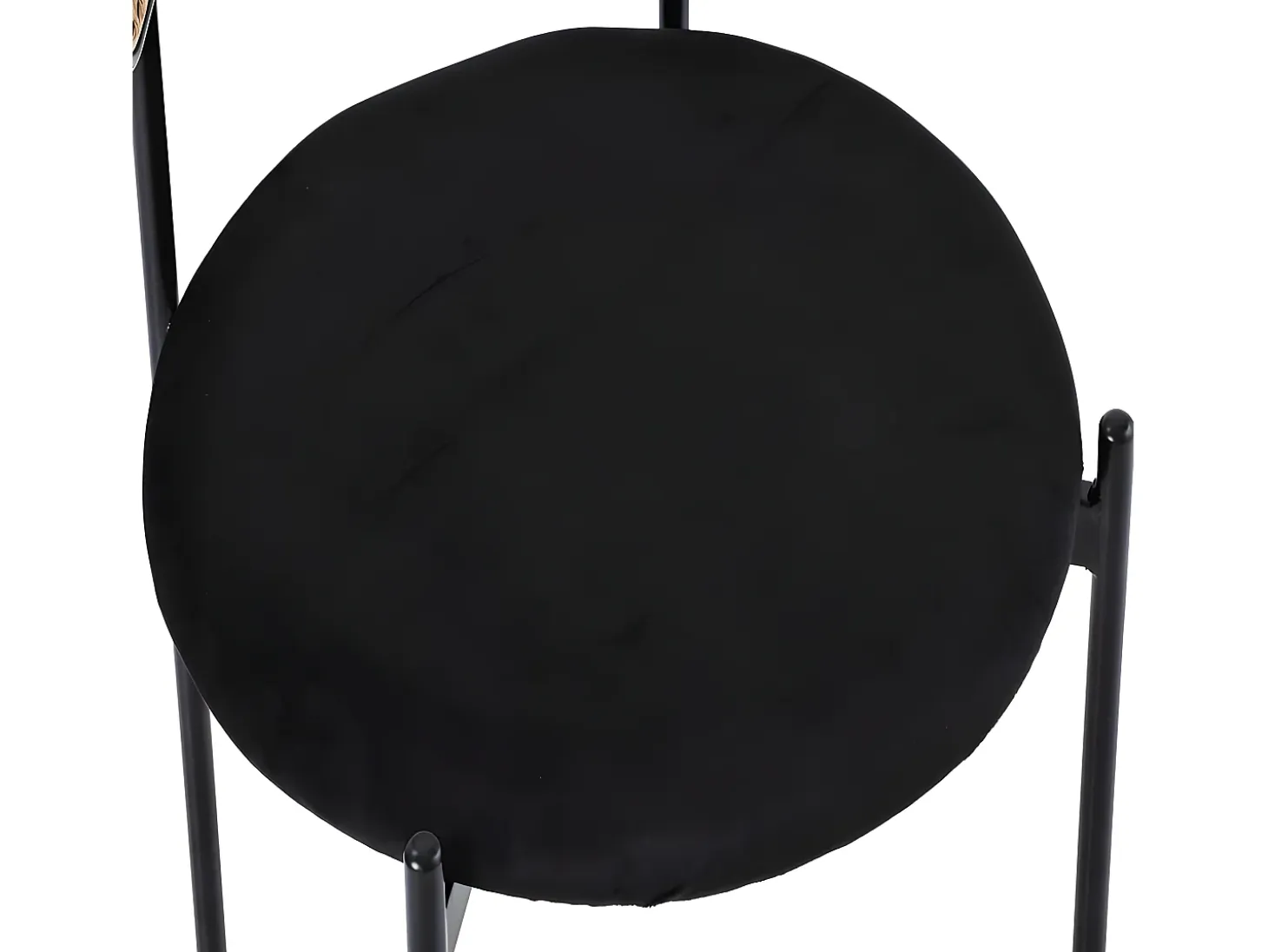 Juego de 4 sillas de terciopelo y ratán - patas de metal - Negro