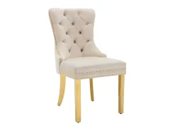 Juego de 4 sillas de terciopelo con patas de metal - Beige