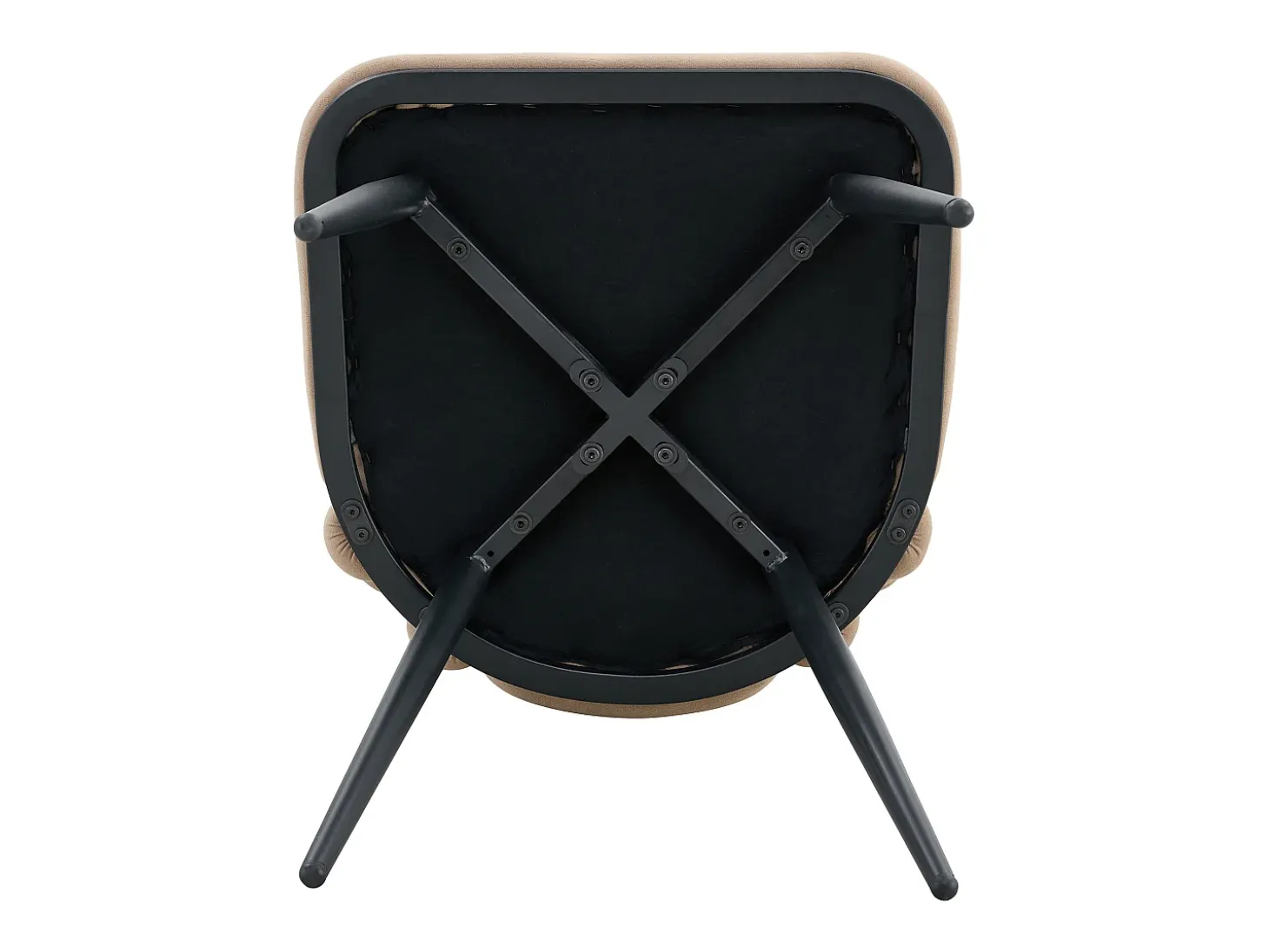 Juego de 2 sillas de terciopelo camel - respaldo de cadena - patas de metal negro