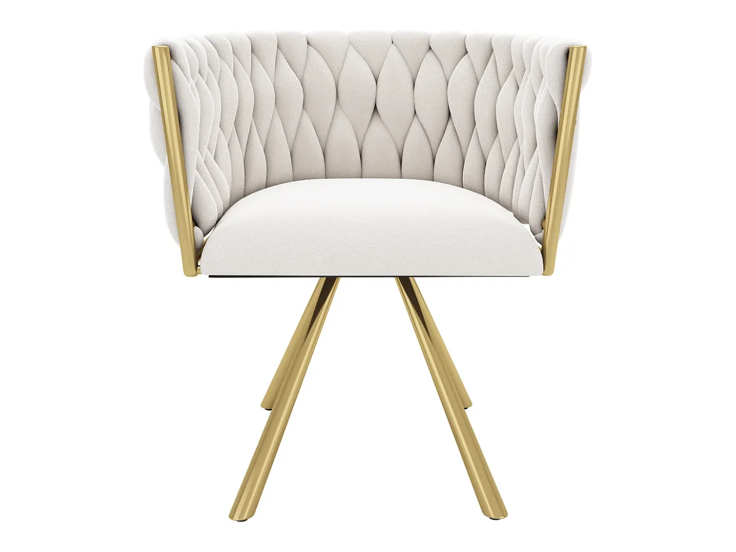 Juego de 4 sillas de terciopelo con base de metal, beige y dorado