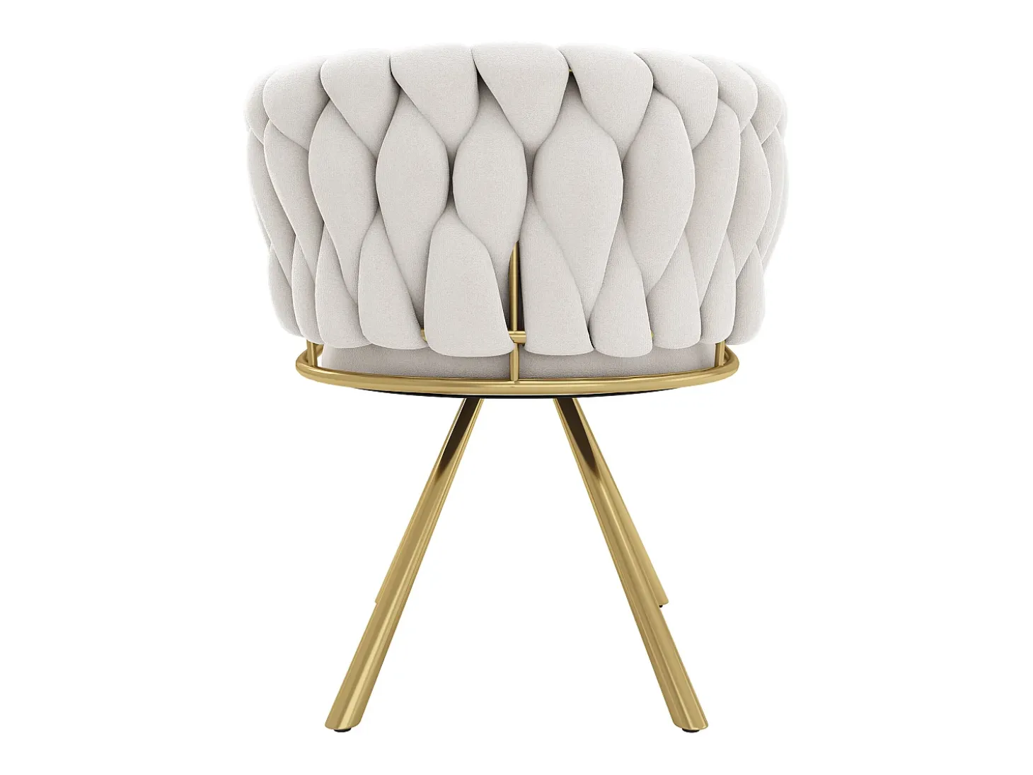 Juego de 4 sillas de terciopelo con base de metal, beige y dorado