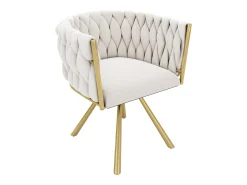 Juego de 4 sillas de terciopelo con base de metal, beige y dorado