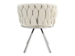 Juego de 4 sillas de terciopelo, giratorias 360°, con base de metal, beige y plateado