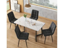 Juego de 4 sillas de terciopelo - estructura de metal - diseño ergonómico - patas de metal - color gris