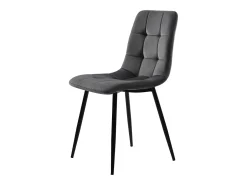 Juego de 4 sillas de terciopelo - estructura de metal - diseño ergonómico - patas de metal - color gris