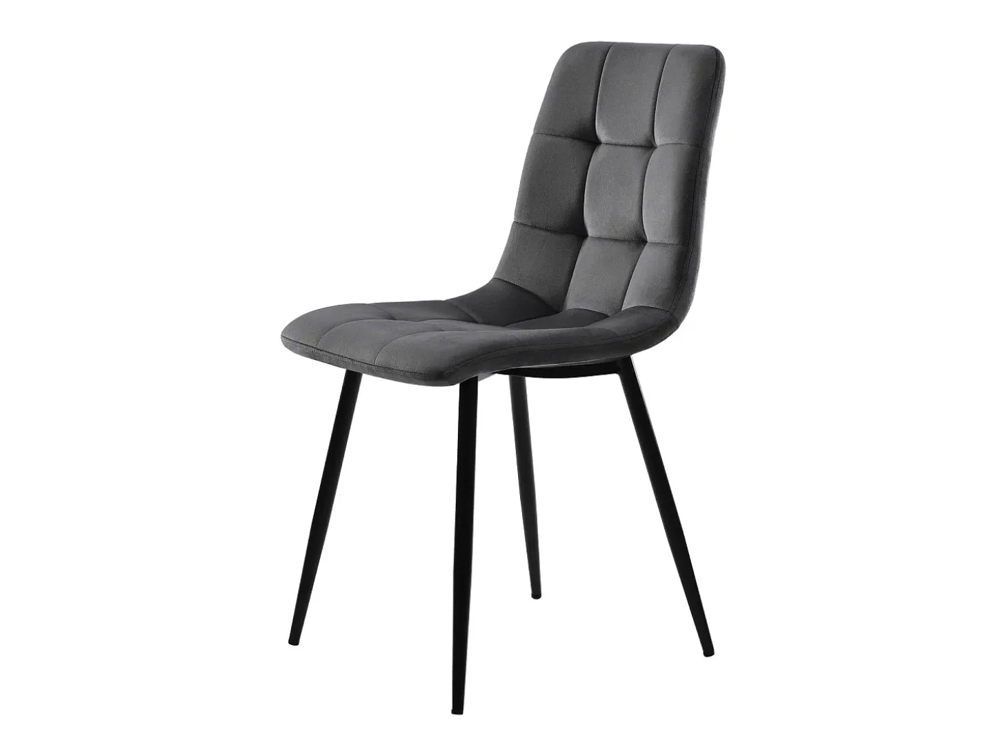 Juego de 4 sillas de terciopelo - estructura de metal - diseño ergonómico - patas de metal - color gris