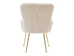 Juego de 6 sillas de terciopelo con reposabrazos y patas de metal dorado – beige y dorado