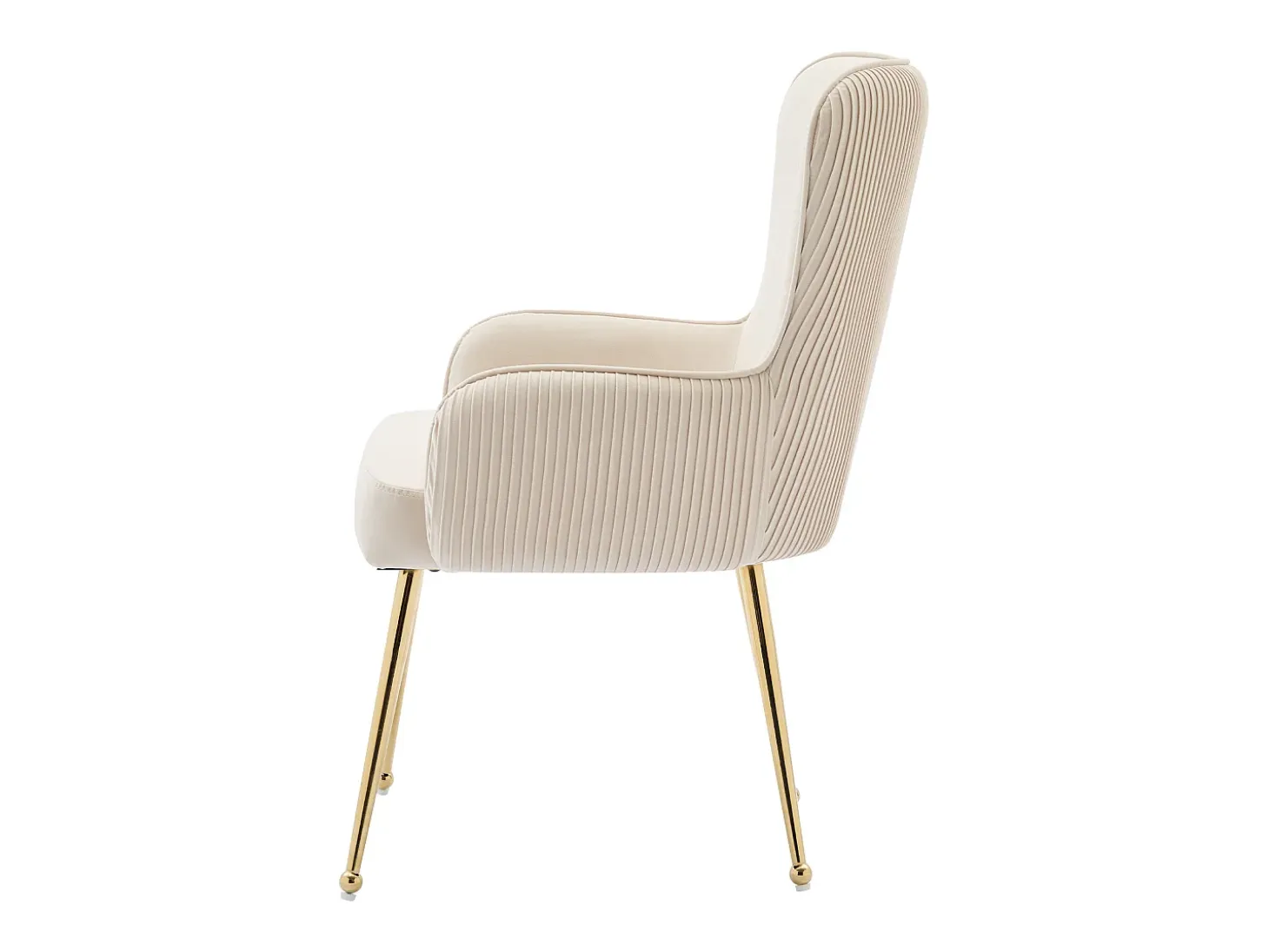 Juego de 6 sillas de terciopelo con reposabrazos y patas de metal dorado – beige y dorado