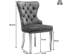 Juego de 2 sillas de terciopelo con patas de metal - Gris