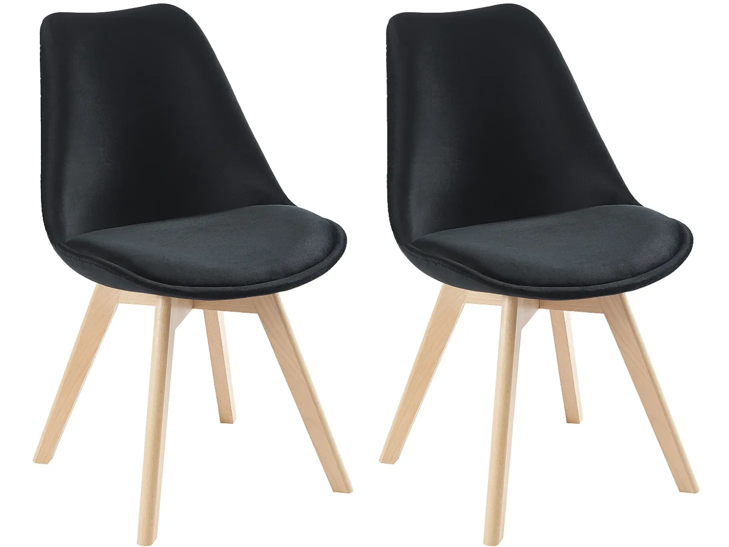 Juego de 2 sillas de terciopelo y haya - Negro - JODY