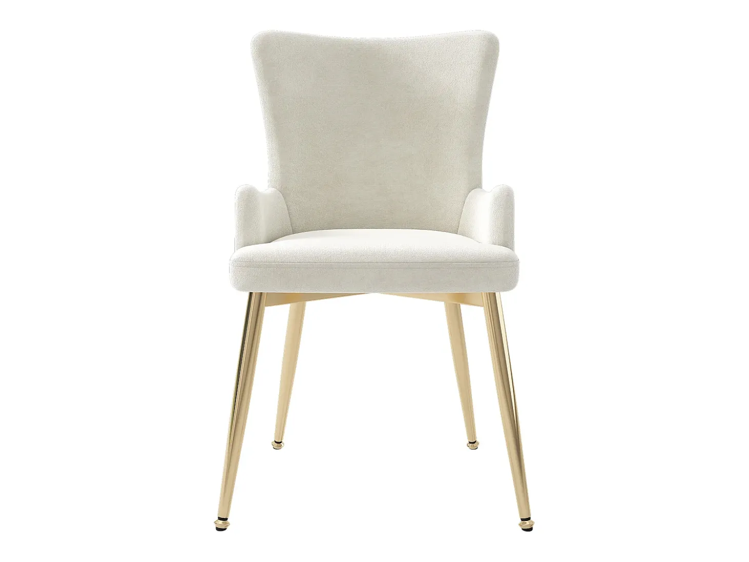 Juego de 4 sillas de terciopelo beige - Respaldo con estampado de rombos - Patas de metal dorado