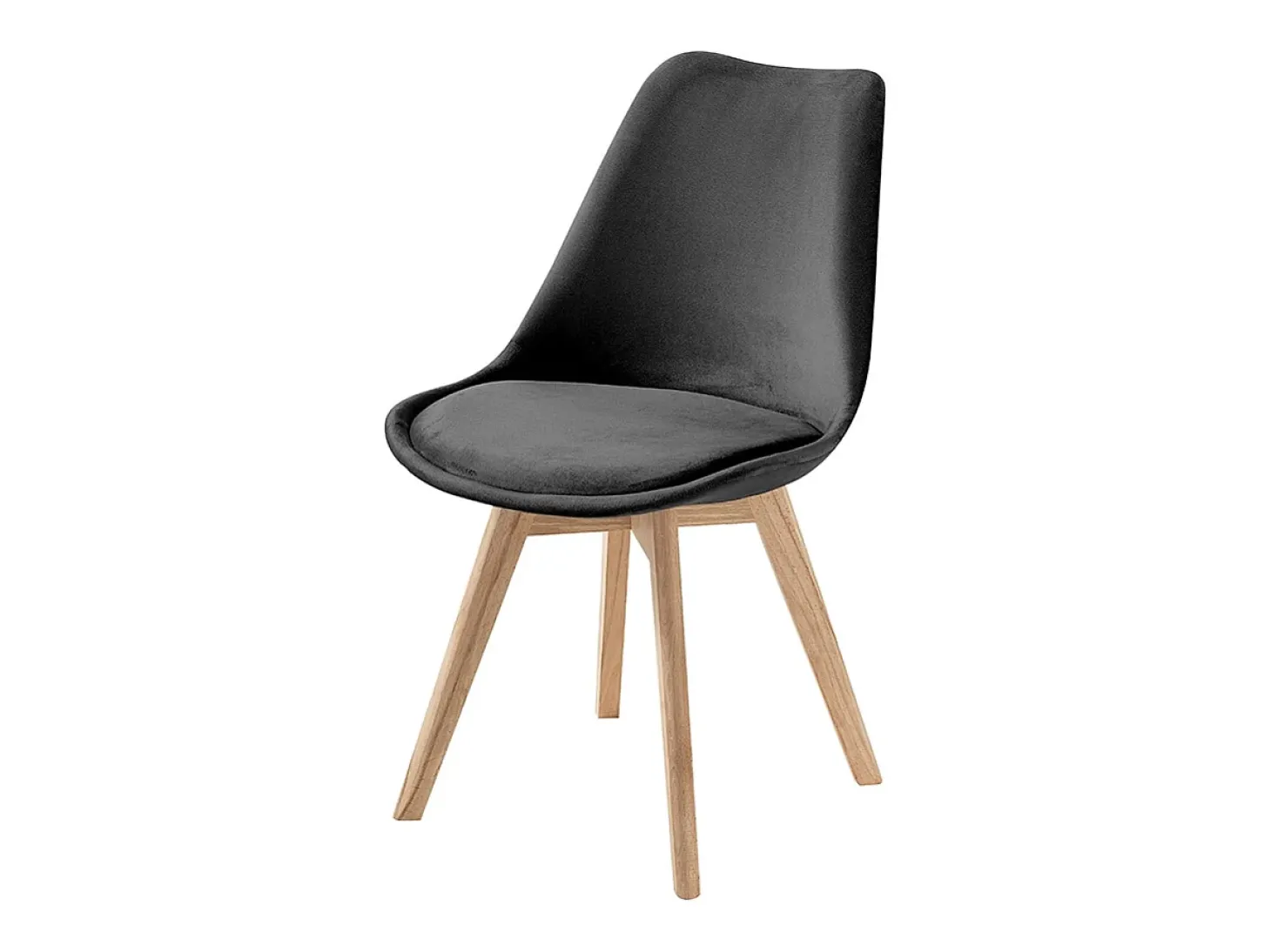 Juego de 4 sillas de terciopelo estilo escandinavo para salón cocina Smart Soft Stock - Negro