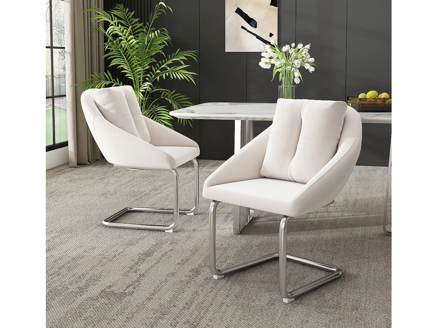 Juego de 6 sillas de terciopelo - 82 x 57 x 54 cm - con cojines - Silla giratoria de lujo para salón y dormitorio - Patas arqueadas - Beige
