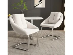 Juego de 6 sillas de terciopelo - 82 x 57 x 54 cm - con cojines - Silla giratoria de lujo para salón y dormitorio - Patas arqueadas - Beige