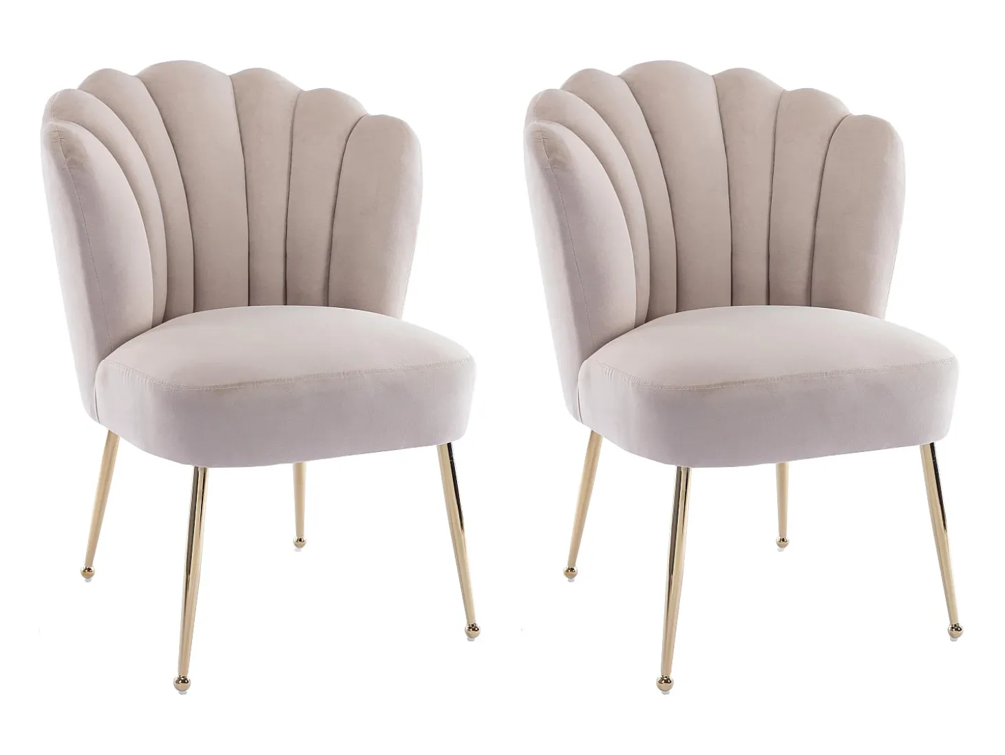 Juego de 2 sillas de terciopelo y acero dorado - Beige - RUTY