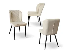 Juego de 4 sillas de terciopelo beige y patas de metal antracita - SOHO