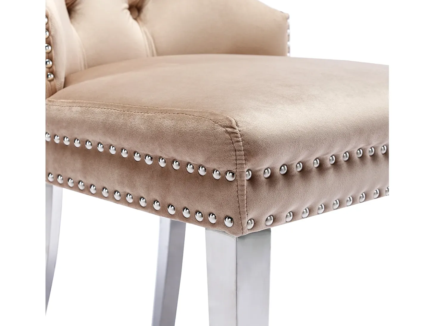 Juego de 2 sillas de terciopelo con patas de metal - Beige