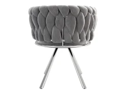 Juego de 2 sillas de terciopelo gris con respaldo tapizado y patas de metal plateado - para comedores y salas