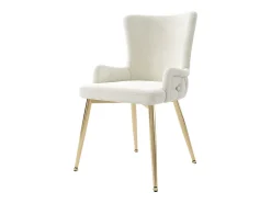 Juego de 6 sillas de terciopelo de lujo - 62,23 x 58,42 x 55,88 cm - con cuatro patas de metal dorado - beige