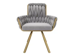 Juego de 4 sillas de terciopelo, giratorias 360°, con estructura de metal, gris