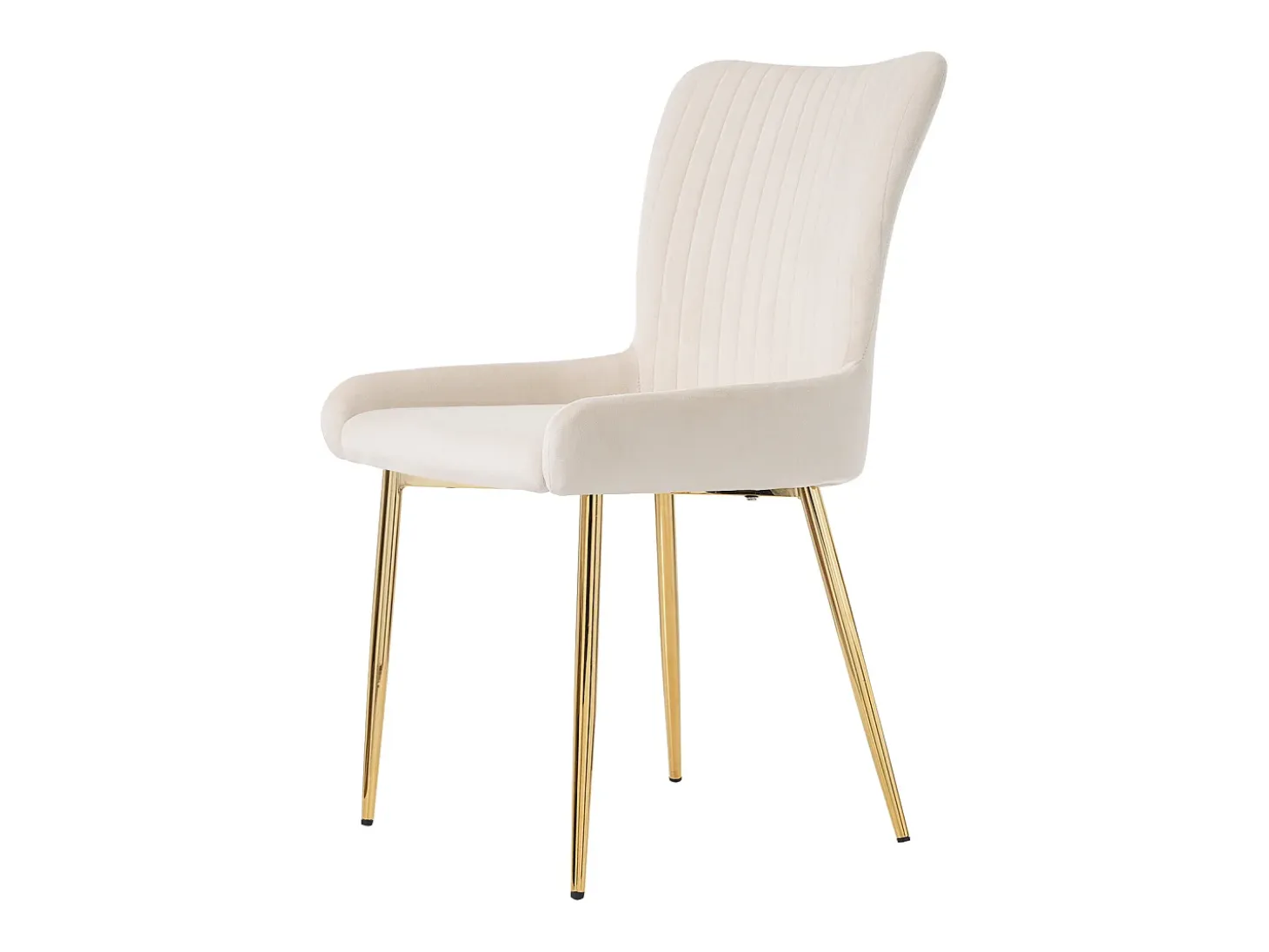 Juego de 6 sillas de terciopelo con patas metálicas – beige y dorado