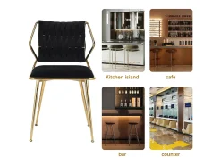 Juego de 2 sillas de terciopelo con respaldo elegante y moderno, para comedor o cocina, color gris.