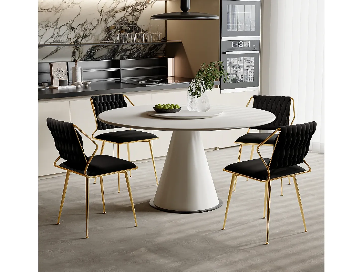 Juego de 2 sillas de terciopelo con respaldo elegante y moderno, para comedor o cocina, color gris.