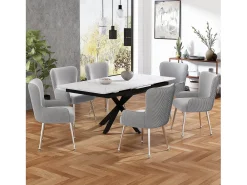 Juego de 2 sillas de terciopelo - 83 x 53 x 57 cm - cuatro patas de metal plateado - con reposabrazos y pies regulables - gris