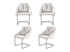 Juego de 4 sillas de terciopelo - 82 x 57 x 54 cm - con cojines - Silla giratoria de lujo para salón y dormitorio - Patas arqueadas - Beige